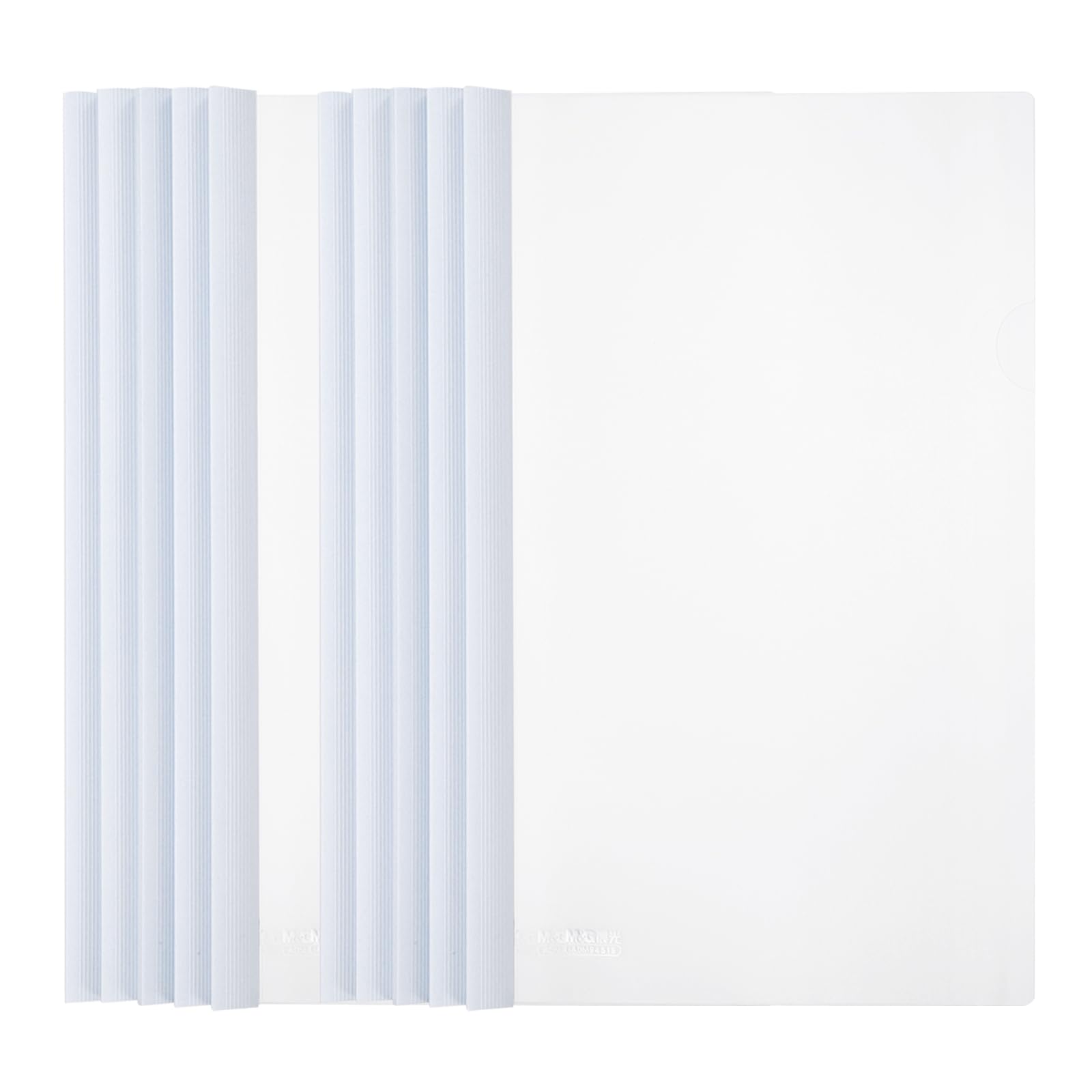 M&G 10 Pcs Report Covers with Sliding Bar, 15mm Clear Folders Large Sheets Capacity A4 Size File Document Organizer Binder for Classroom Office, White