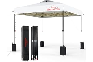 BENASS 8x8 Pop Up Canopy, Easy Up Canopy Tent, Heavy Duty Tents for Parties, One Person Set Up Event Tent, White