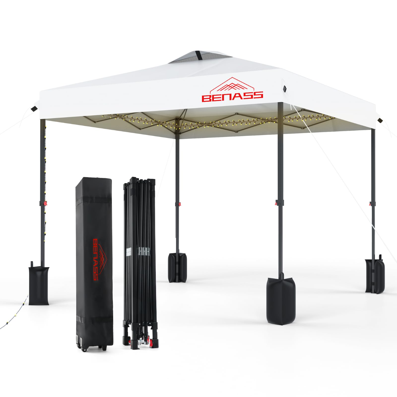 View 1 of 12x12 Pop Up Canopy, Easy Up Canopy Tent, Heavy Duty Tents for Parties, One Person Set Up Event Tent, White