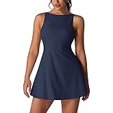 Tennis Dress for Women with Built in Shorts Sleeveless Backless 2-in-1 Ruffle A-line Active Yoga Golf Dress