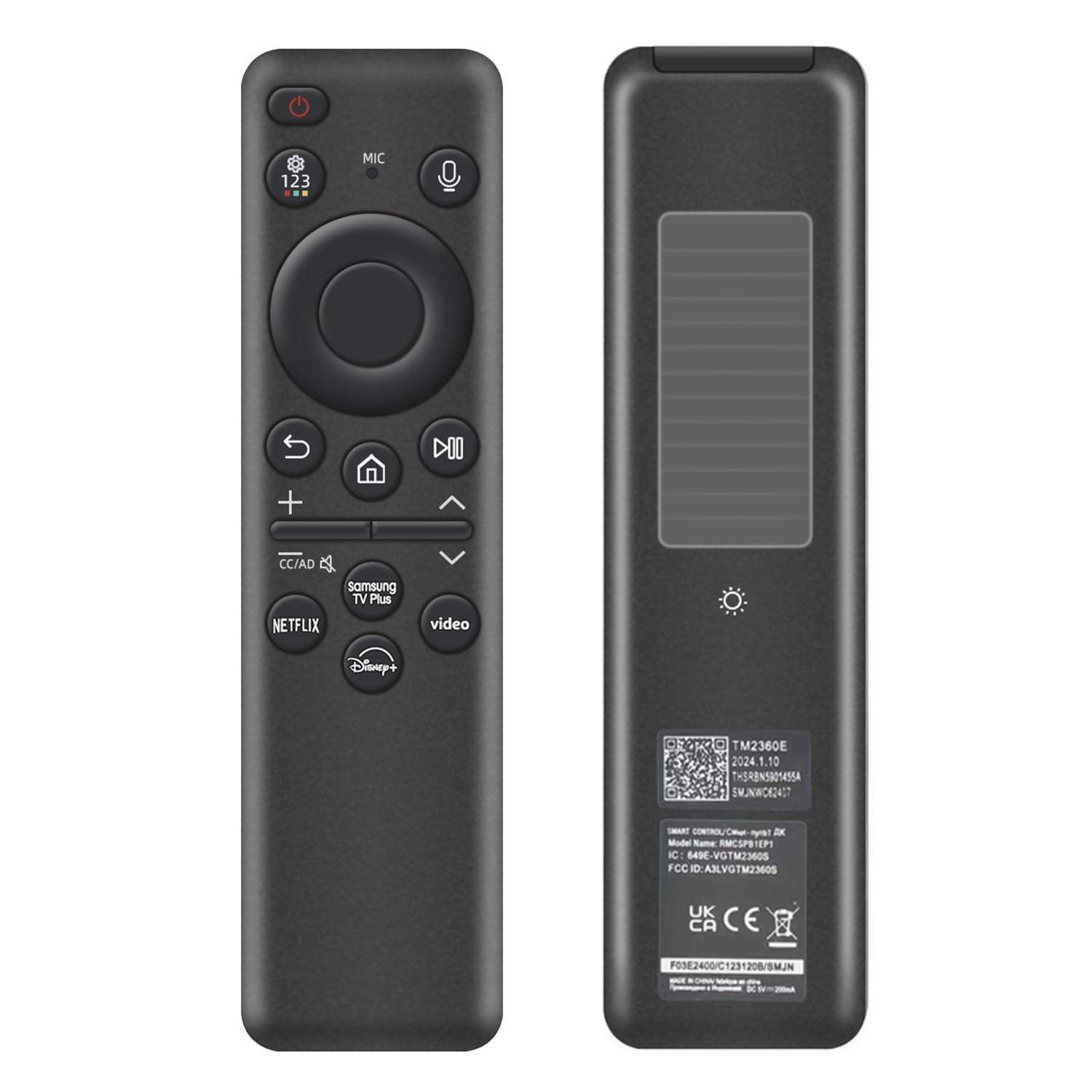 Photo 1 of Rechargeable Voice Remote for Samsung Smart TVs, Replacement for 2021–2025 Samsung TV Remote Control with Solar Charging and Voice Search. 2-Year Warranty.