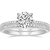 EAMTI 1.2CT 925 Sterling Silver Bridal Ring Sets Round CZ Engagement Promise Rings for Her Wedding Bands for Women Size 3-11
