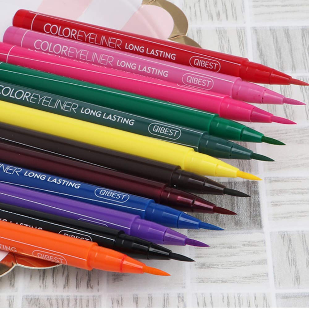 QIBEST Matte Liquid Eyeliner 12 Colors Waterproof High Pigmented Colorful Brighten Pigments Smudgeproof Long Lasting Liquid Eye Liner Pen Set (Gift Set)