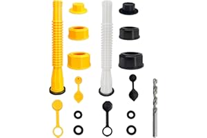 Beiskll Gas Can Spout Replacement Kit, Flexible Nozzle for 1/2/5/10 Gal Cans, 2 Pack (yellow+white)