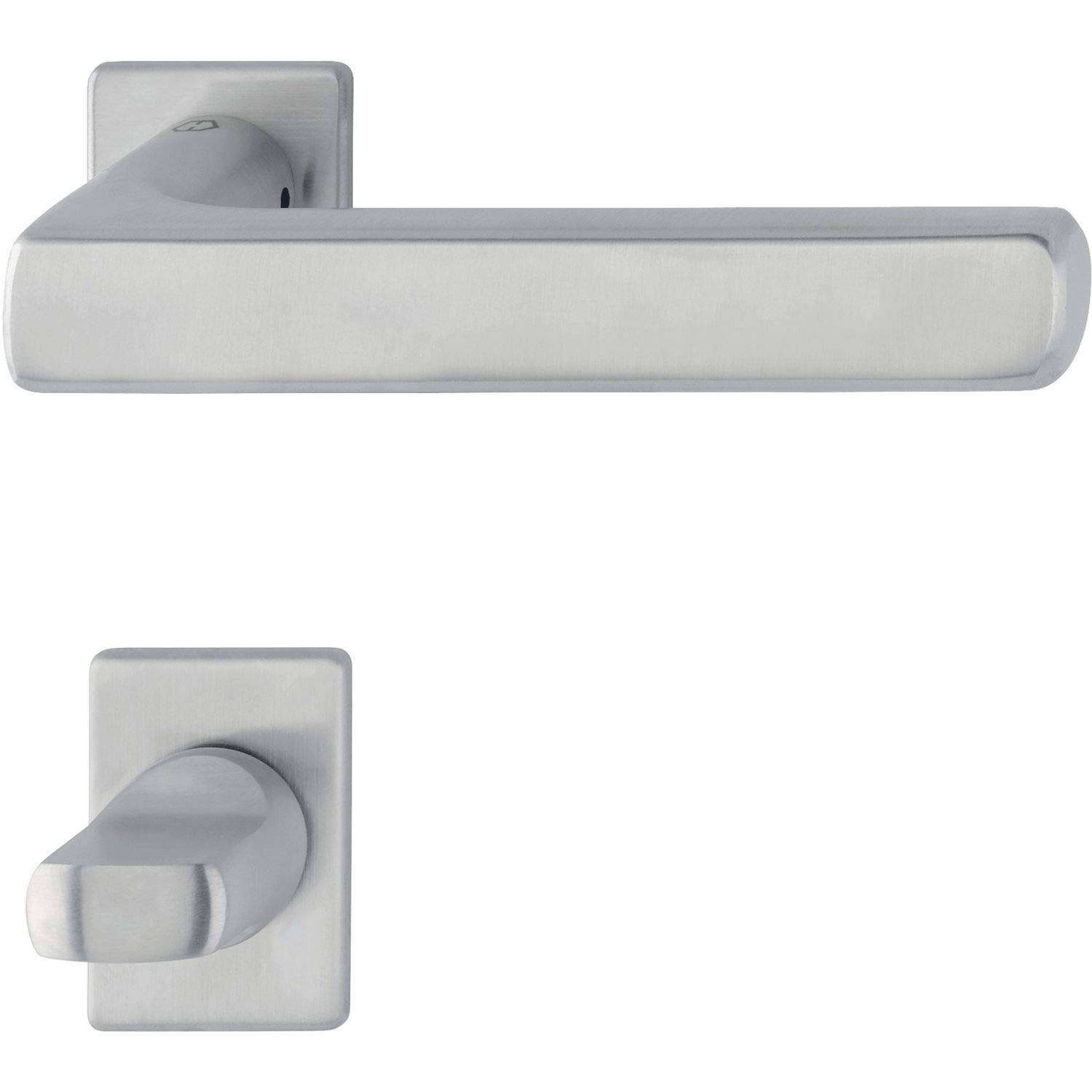Hoppe Dallas Door Handle Set on Mini Rosette WC Door Thickness 40-45 Matt Stainless Steel