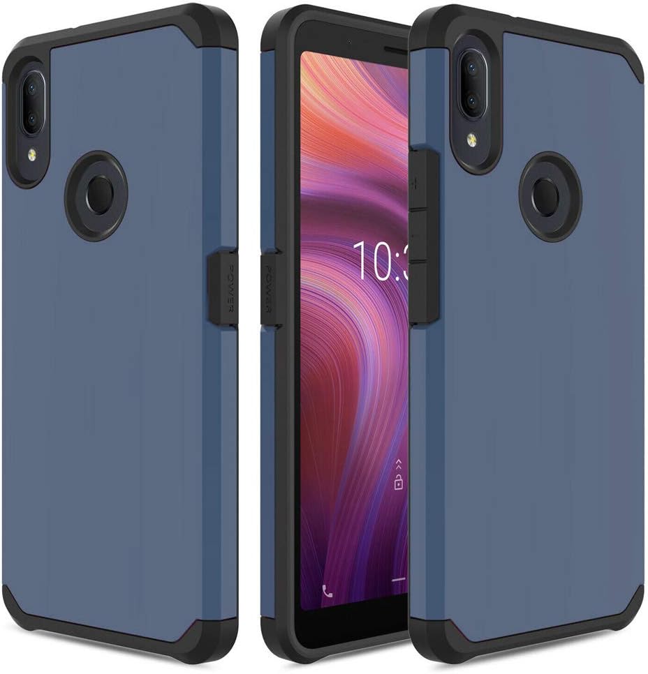 Alcatel 3V Phone Case with Screen Protector, Telegaming Dual Layer Drop Protetion Phone Case, Shock Absorption Hybrid Armor Cover for Alcatel 3V 2019/5032W Blue
