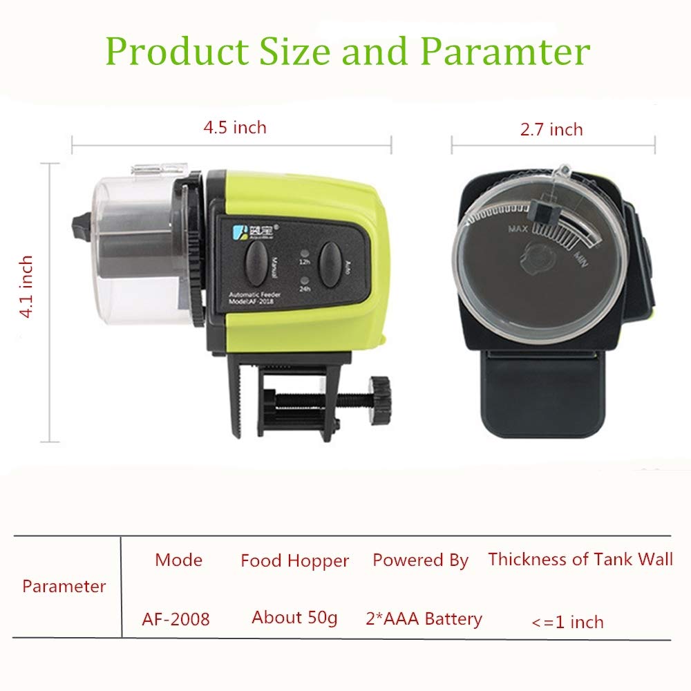 Eesteros AF-2018 Automatic Fish Feeder, Turtle Feeder Digital Fish Food Timer Programmable Food Dispenser for Weekend, Holiday
