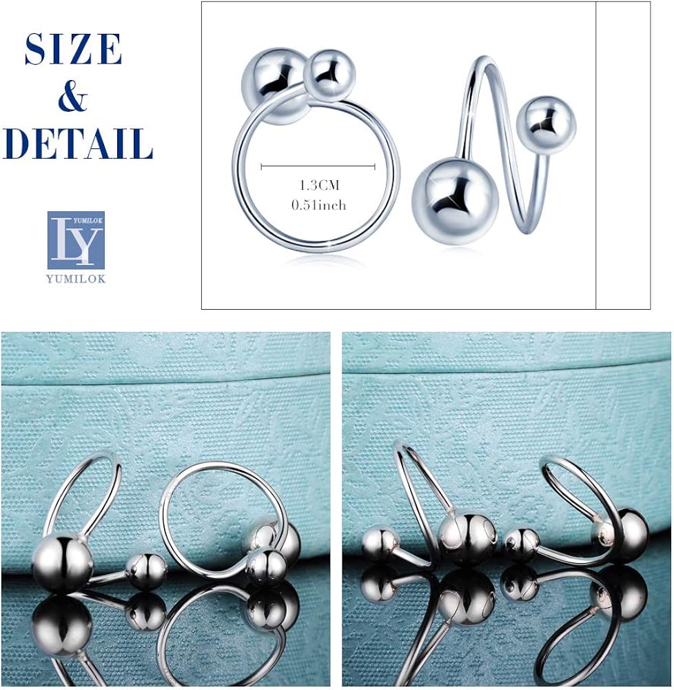 Yumilok Jewelry 925 Sterling Silver Rose Gold Plated Spiral Balls Hoops Screw Back Earring for Women/Ladies/Girls - Image 3