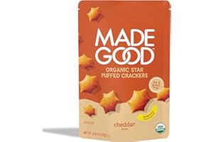 MADE GOOD MadeGood Cheddar Star Puffed Crackers, 4.26oz Pouch, Organic Snacks