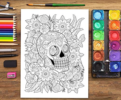 Download Sugar Skull Coloring Book Dia De Los Muertos A Day Of The Dead Sugar Skull Coloring Book For Adults Teens Bleu Papeterie 9781530371259 Books Amazon Ca