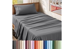 Bare Home Twin XL Sheet Set - 1800 Ultra-Soft (Twin XL, Grey) | Deep Pockets 6 to 15 Inches, Breathable, Hypoallergenic, Hote