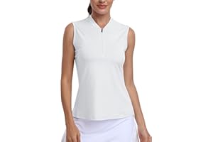 MoFiz Women's Quarter Zip Quick Dry Lightweight Sleeveless Golf Polo Shirts