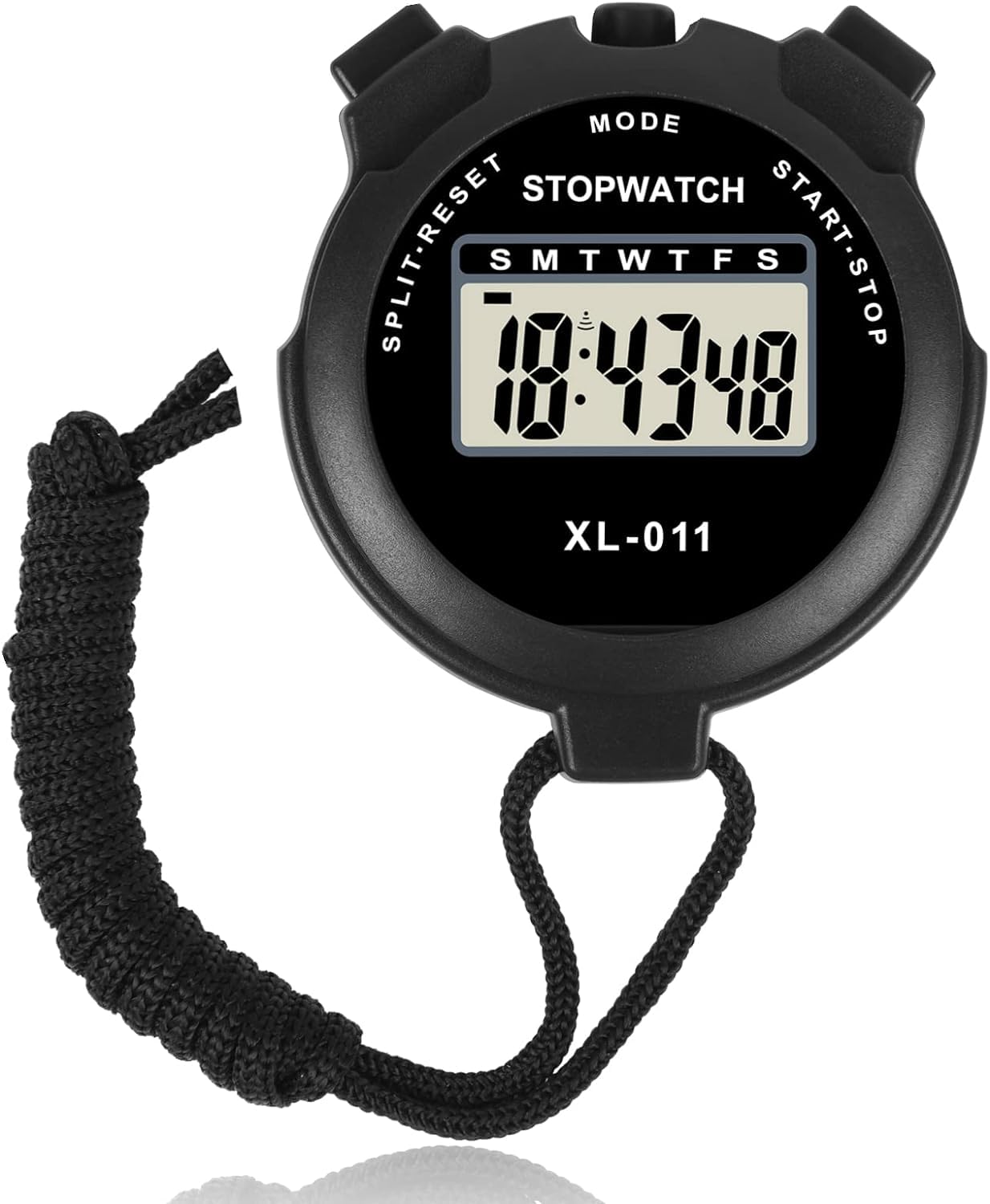 Sports Stop Watch - Stopwatch Timer- Lap Split Digital Stopwatch with Clock Calendar Alarm, Large Display Shockproof referee Stopwatch for Coaches Swimming, Running, Training (Black)