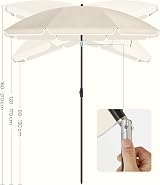 SONGMICS Parasol 160 cm UPF 50+ 30° Tilt Height Adjustable Beige GPU60WTV1 view 5