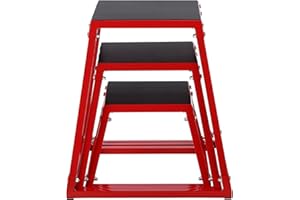 Festisoul Heavy-Duty Steel Plyometric Jump Box Set, 12” 18” 24” Square Jumping Trainer with Non-Slip Rubber Top, Stackable Home Gym Fitness Equipment for Strength Training & Conditioning