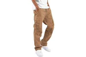 ALLABREVE Mens Casual Joggers Pants Hiking Drawstring Chino Cargo Pants Straight Leg Pants