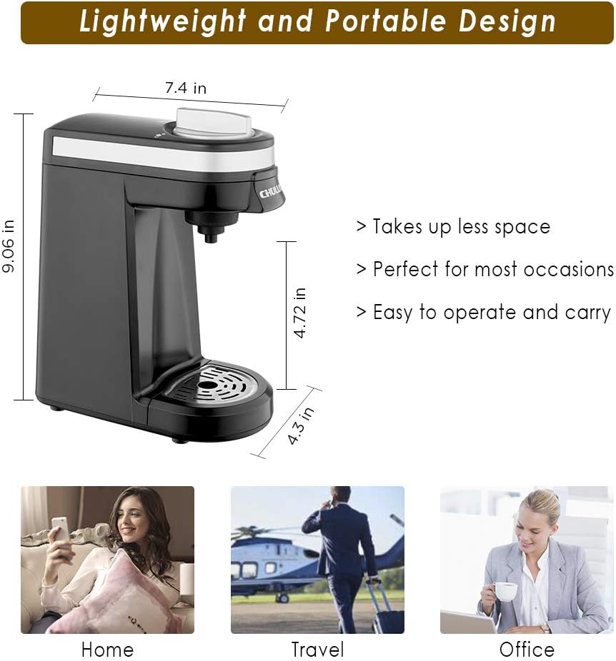 CHULUX Single Serve Coffee Maker Brewer for Single Cup Capsule with 12 Ounce Reservoir, Black: Kitchen & Dining