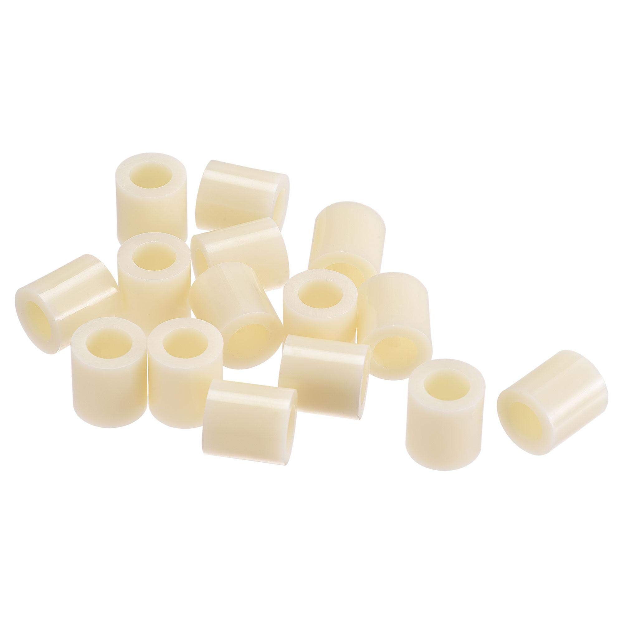 sourcing map ABS Round Spacer Washer ID 8.2mm OD 14mm Length 15mm Plastic Standoff for 3D Printer, TV Wall Mounting, Electrical Outlet, Beige, 100Pcs โ image 1