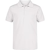 Nautica Boys' School Uniform Short Sleeve Polo Shirt, Button Closure, Moisture Wicking Performance Material