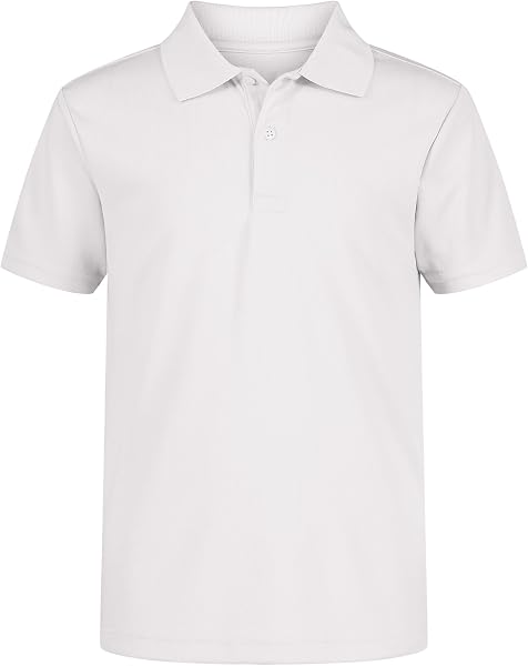 Nautica Boys' School Uniform Short Sleeve Polo Shirt, Button Closure, Moisture Wicking Performance Material