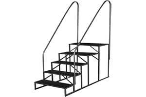 FRUYYZL Step Ladder, Step Stool with Handle, Heavy Duty Pool Ladder Above Ground 660Lbs, Camper Steps Outdoor Steps RV Stairs for Reaching High, Portable Home Stairs for Travel Trailer (5 Step, Double Handle)