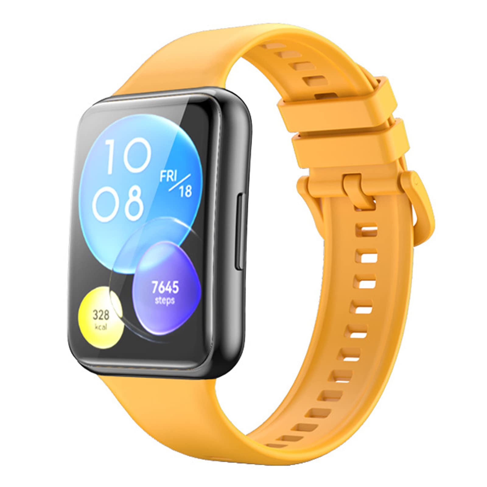 Miimall Silicone Strap Compatible with Huawei Watch Fit 2, Soft Sport Band Breathable Ultra-light Waterproof Durable Adjustable Replacement Wristband for Huawei Watch Fit 2-Yellow