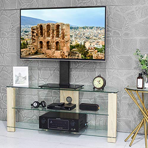 TAVR Universal Table Top TV Stand Base with Swivel Mount Bracket and 6