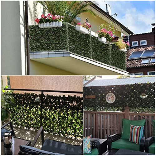 DOEWORKS Expandable Faux Ivy Privacy Screen - 2 Pack, Double Sided Leaves, Willow Frame For Balcony, Patio, Fence Cover
