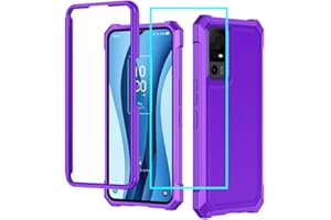 AULZAJU for TCL 40 XE 5G Case/TCL 40 X 5G Case with Screen Protector,TCL 40 XE 5G Phone Case Frosted PC Back Soft Silicone Military Grade Full Body Protection Phone Case for TCL 40X 5G/TCL 40XE (Purple)