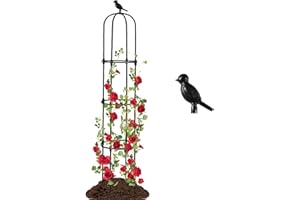 Lalahoni Garden Trellis for Climbing Plants Outdoor, Plant Support for Potted Flowers Vegetable Vine Indoor Outdoor, Garden Obelisk, 6ft Tall Rose Trellis, Black, 1pc