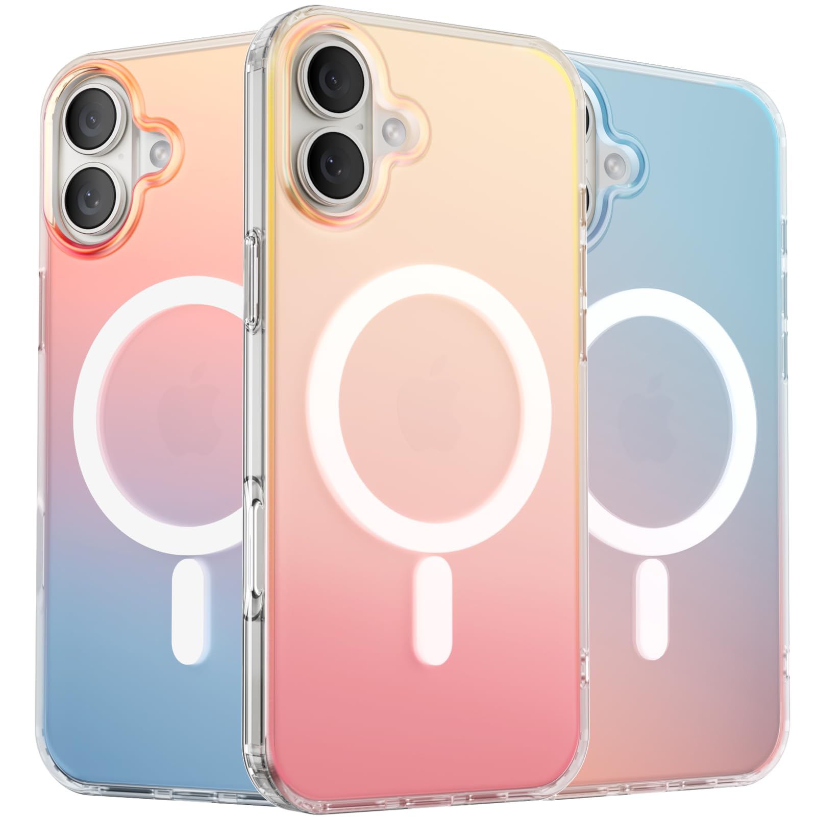 ORNARTO Compatible with iPhone 16 Plus for MagSafe Case,Shockproof Protective Rainbow Case,Wireless Charging Magnetic Phone Cases Cover 6.7 inch-Sunset