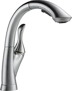 Delta Faucet Linden Single-Handle Kitchen Sink Faucet with Pull Out Sprayer, Arctic Stainless 4153-AR-DST