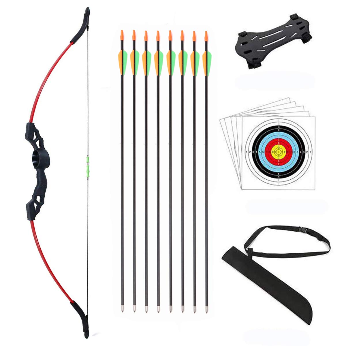 Outdoor Youth Recurve Bow and Arrow Set with Quiver Children Junior Archery Beginner Longbow Training for Teen Teams Game Gift