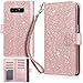 UrbanDrama Note 8 Case, Galaxy Note 8 Wallet Case, Glitter Sparkly PU Leather Flip Cover Kickstand Credit Card Slot Cash Holder Protective Case for Samsung Galaxy Note 8, Rose Gold