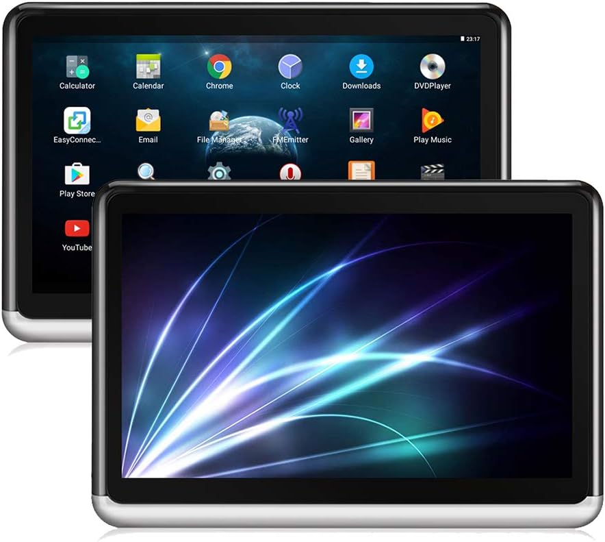 Dual Android Tablet 10.1 inch IPS Touch Screen Car Headrest Multimedia Monitor, Bluetooth 4.0, Built-in 4000mAh Battery, Lightweight, Supports HDMI Output, FM, WiFi(No DVD Player Function)