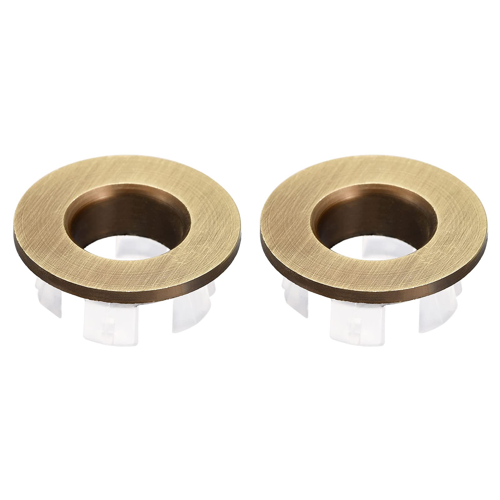 Photo 1 of uxcell Sink Trim Overflow Cover, 2Pcs Sink Overflow Rings Bathroom Kitchen Basin Drain Cover Hole Insert in Round Caps, Bronze