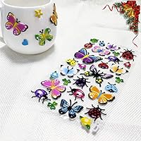 Stickers for Kids,ForTomorrow Cute DIY Decorative Adhesive Puffy Stickers Tape,Craft Scrapbooking Foam Sticker Set for Diary/Album,Butterfly and Flower Puffy Stickers (PVC- Foam Butterfly Stickers)