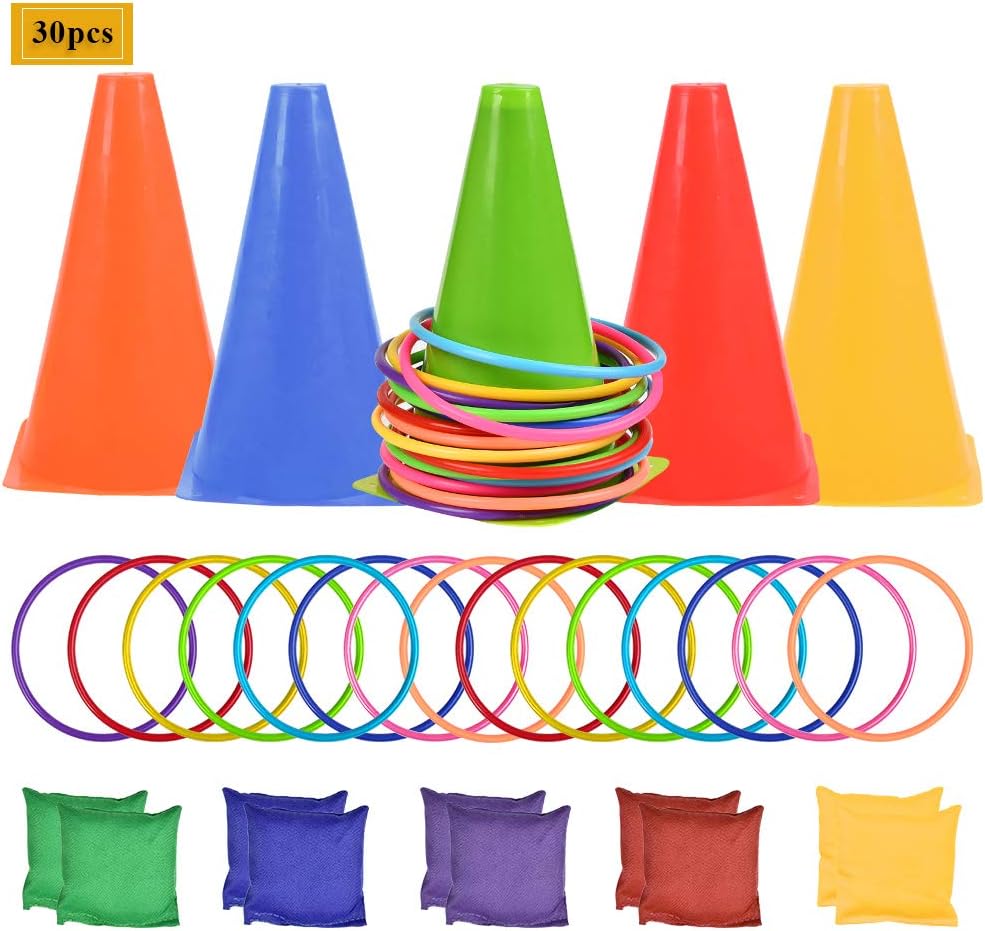 BUYGOO 30 Pieces Party Throwing Games Bean Bag Throw Game Set Ring