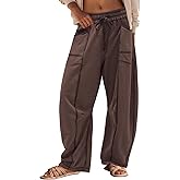 Panadila Womens Barrel Pants Drawstring Wide Leg Sweatpants Baggy Summer Lounge Pants Casual Beach Trousers