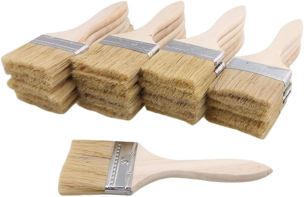 20PCS Paint and Chip Paint Brushes 3Inch for Paint Stains, Varnishes, Glues, and Gesso (wood handle)