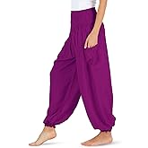 HOMECLASS6 Thai Harem Pants Women, Casual Bohemian Hippie Boho Yoga Pants with Deep Pockets