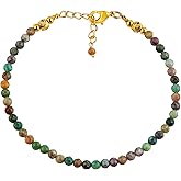 NJCRAFT Minimalist Beaded Bracelet for Women – 2-4mm Micro Faceted Crystal Gemstone Beads | Lightweight 7+1 Inch Adjustable Layering Bracelet