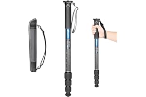 Leofoto Carbon Fiber Travel Monopod, 67" Professional Lightweight Monopod with Wrist Strap for Cameras Telephoto Lens, Max Load 44.09 Lbs