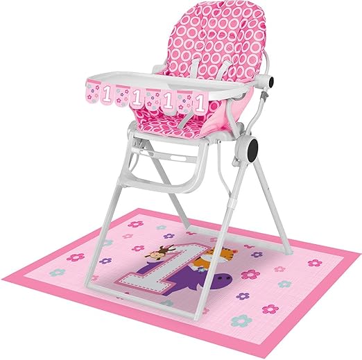 pink and white high chair