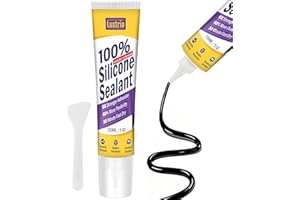 LUSTRIO High-Strength Silicone Sealant & Adhesive - 100% Waterproof, Flexible Caulk for Kitchen, Bathroom, Shower, Window, Auto - Creates Durable, Shrink & Crack Resistant Seal 5 Oz. Tube. (Black)