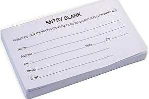 Displays2go 5.3" x 2.8" Entry Form Pads for Raffles, Set of 10 & 1,000 Drawing Forms (ENTBLNPAD)