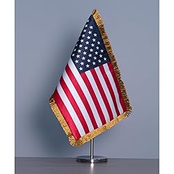 SYII American Table Flag with Gold Fringed 7.8x11.8