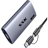 SSK 1TB Portable SSD External Hard Drive Solid State Drive up to 550MB/s | USB 3.2 Gen2 6Gbps External SSD, USB-C cable and USB-A adapter, LED, Trim &amp; SMART, On-The-Go (OTG), Compact Design,