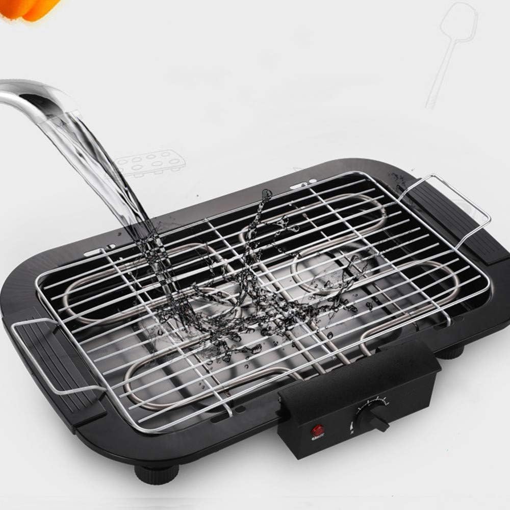review litthb Multifunctional Grill, Electric Grill, Two Heating Tubes, Intelligent Constant Temperature, smokeless, six Gears, Suitable for Outdoor Indoor Black Electric Grill