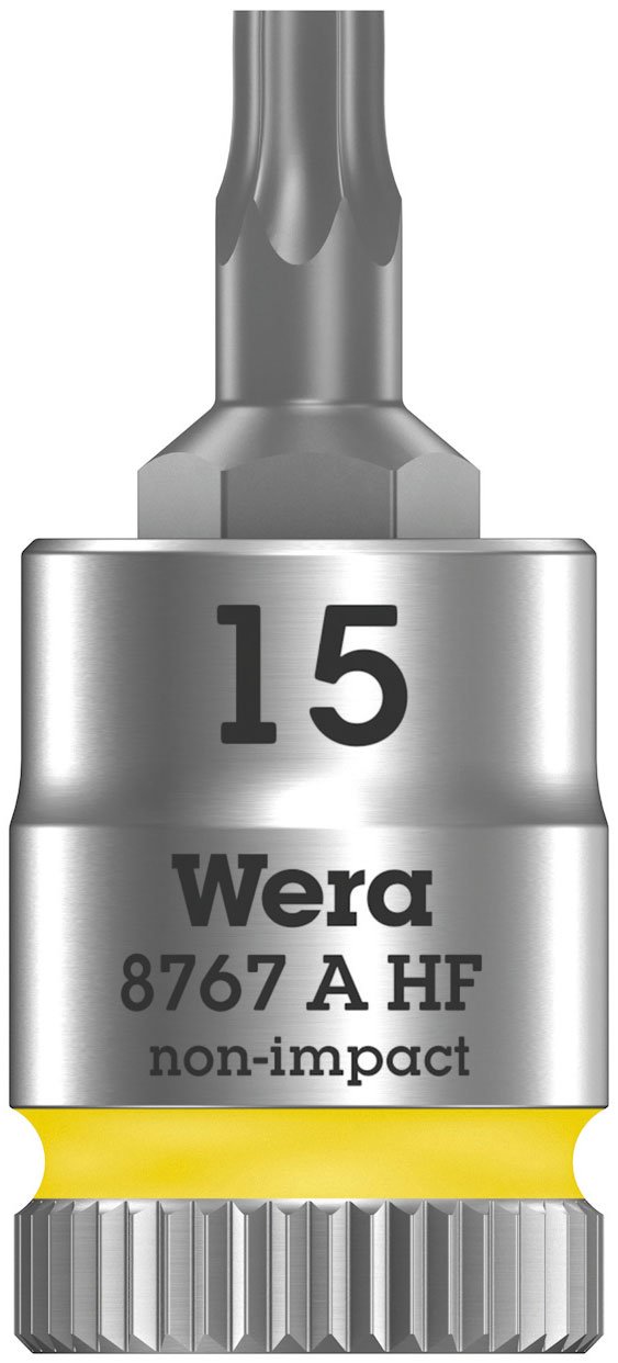 Wera 05003360001 8767 A HF Torx Bit Socket 1/4 Inch with Retaining Function, yellow, 05003363001